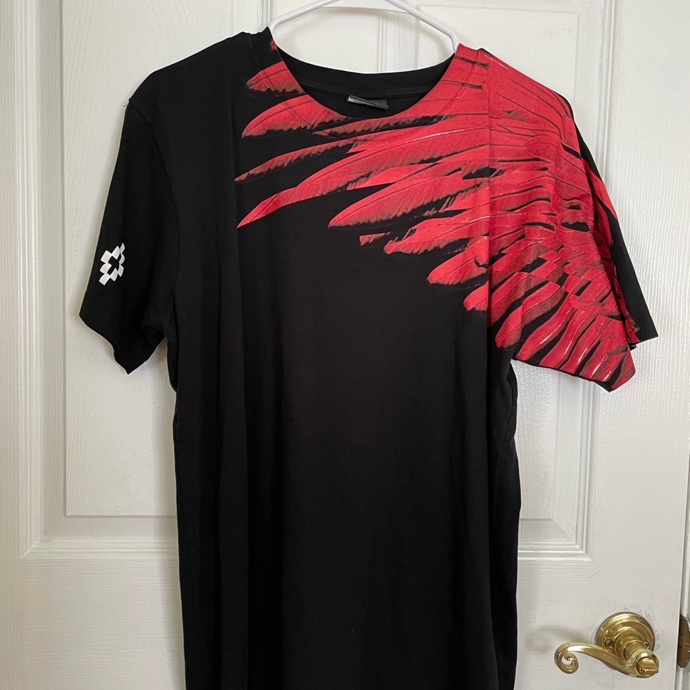 Marcelo Burlon County of Milan Black and Red Short Sleeve Tee